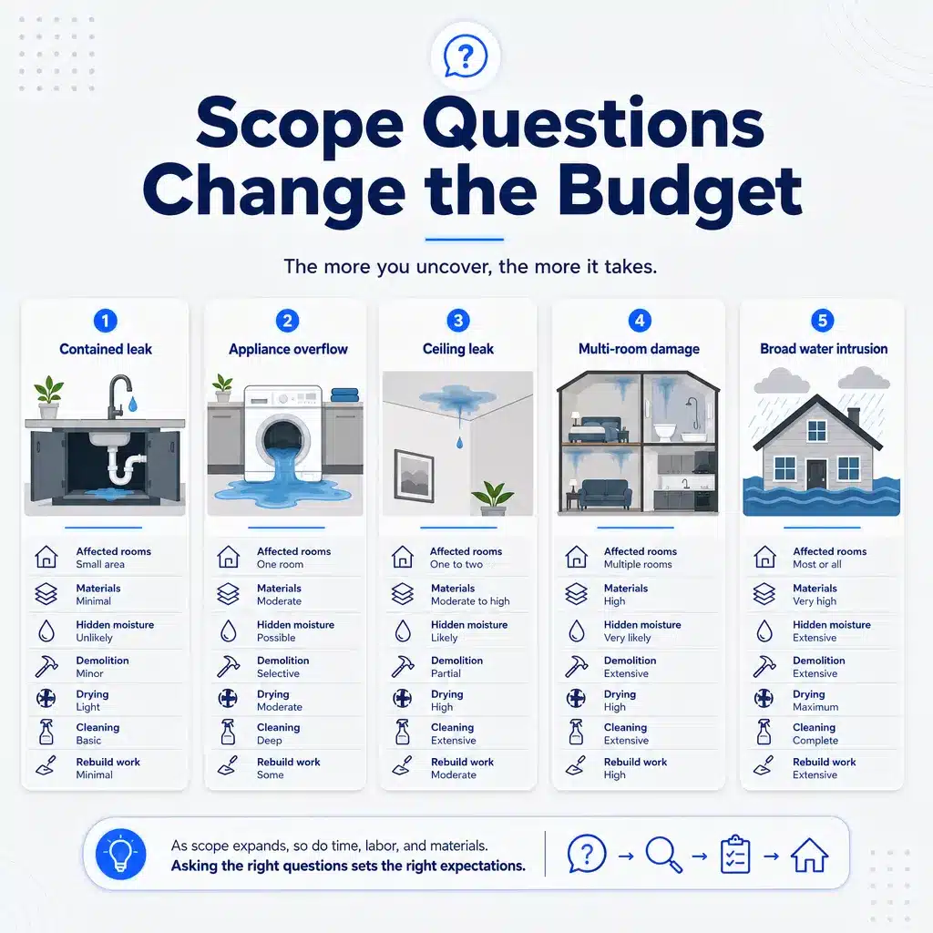 Water Damage Repair Cost in Florida - Scope questions can change the budget