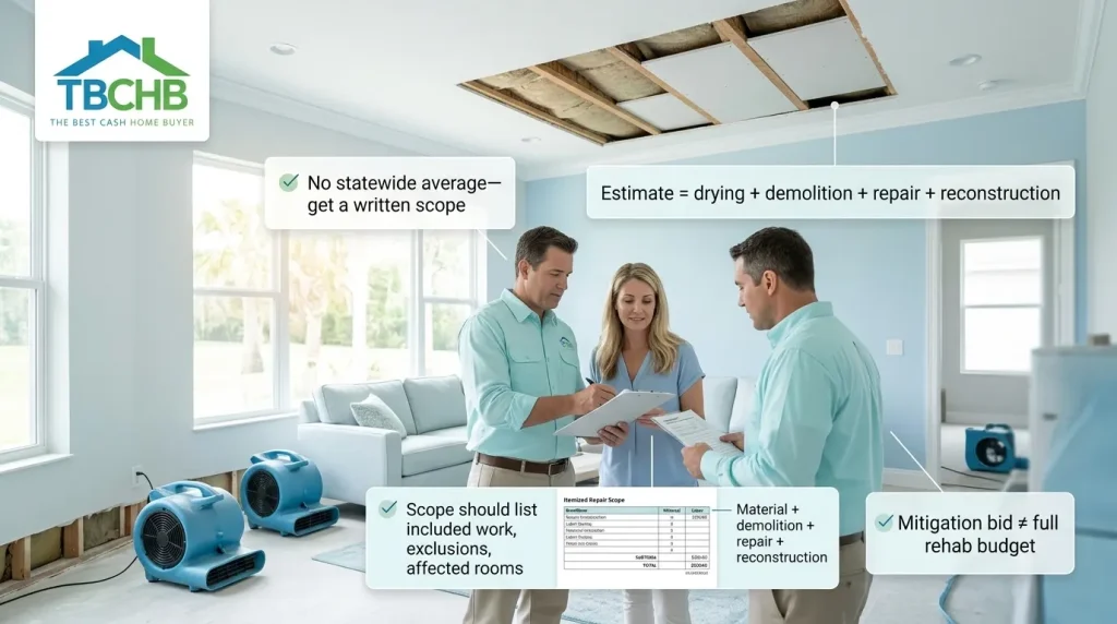 Water Damage Repair Cost in Florida - No statewide average, estimate
