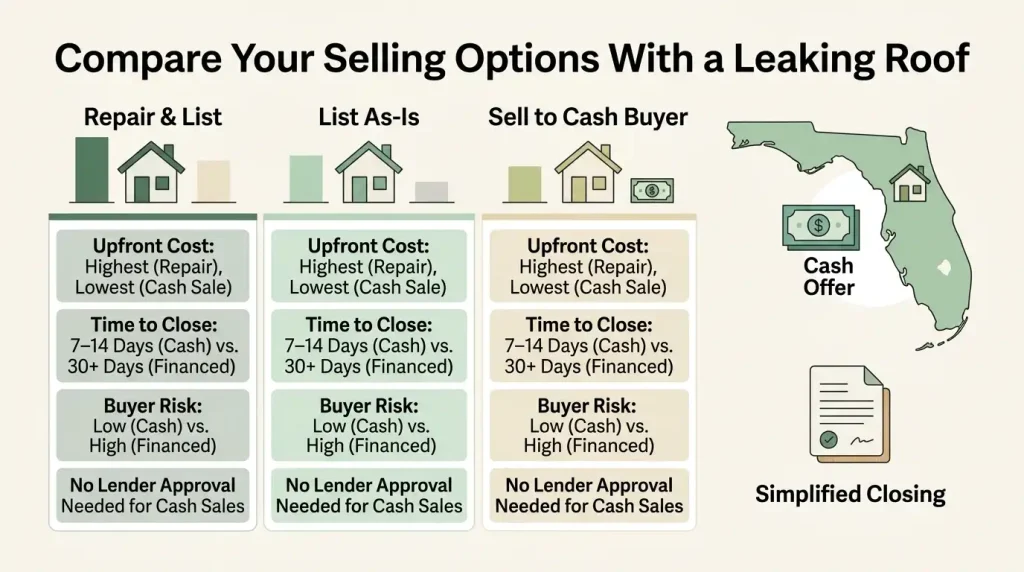 Selling a House With a Leaking Roof in Florida - Compare selling options