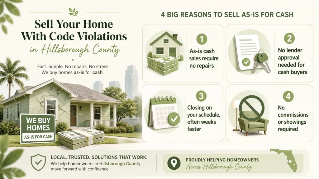 Hillsborough County code enforcement - reasons to sell as in for cash