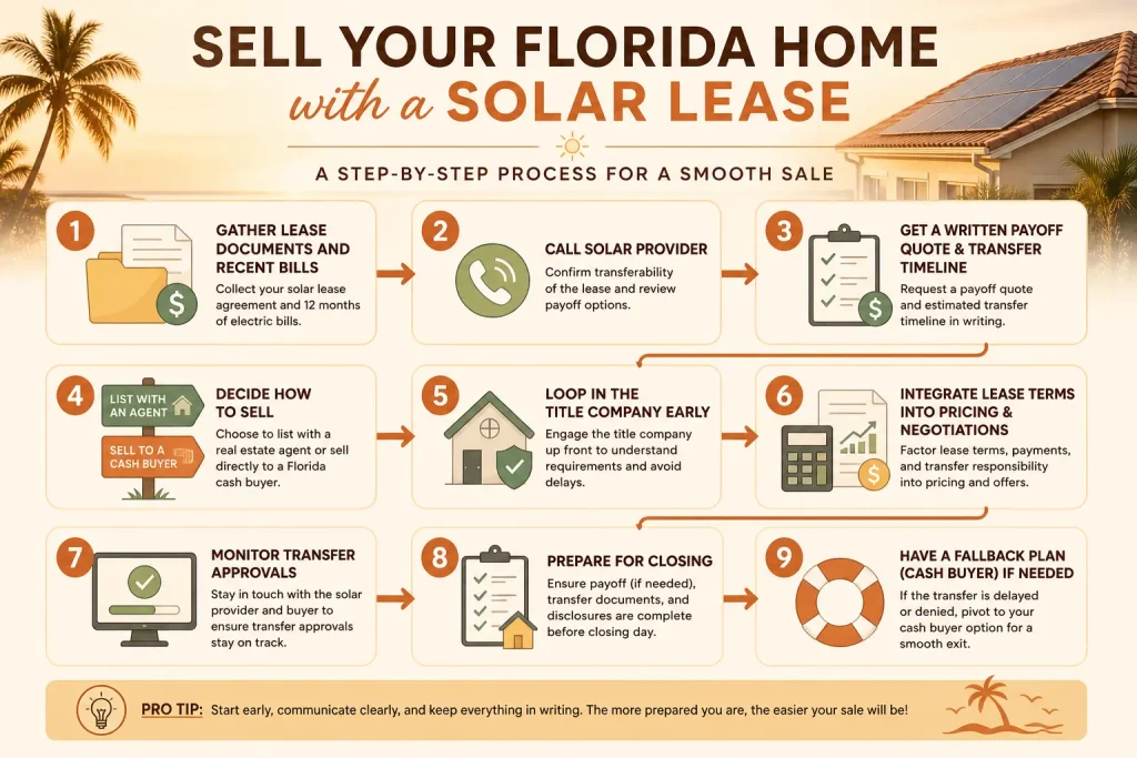 selling a house with a solar panel lease in Florida - step by step process for a smooth sale